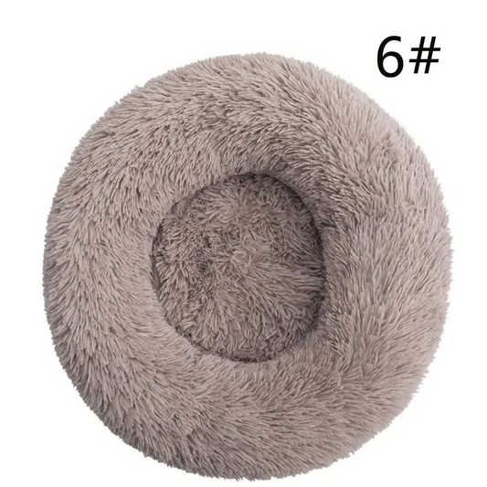 Calming Donut Pet Bed -Soft Faux Fur Anti-Anxiety Fluffy