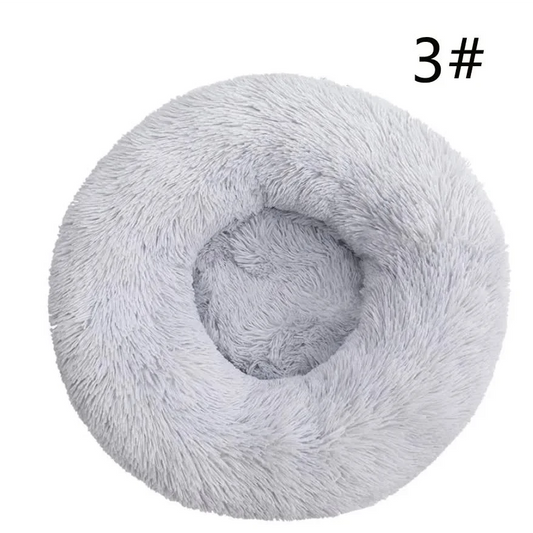 Calming Donut Pet Bed -Soft Faux Fur Anti-Anxiety Fluffy