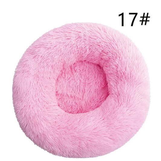 Calming Donut Pet Bed -Soft Faux Fur Anti-Anxiety Fluffy