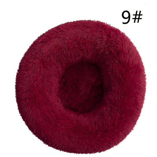 Calming Donut Pet Bed -Soft Faux Fur Anti-Anxiety Fluffy