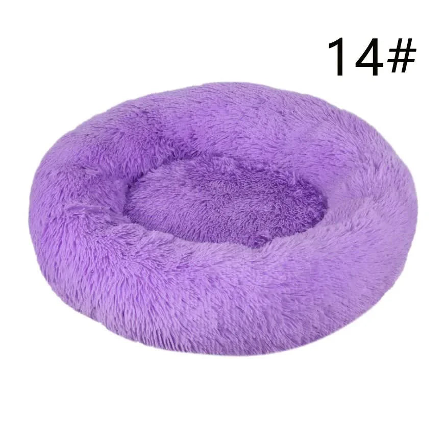 Calming Donut Pet Bed -Soft Faux Fur Anti-Anxiety Fluffy