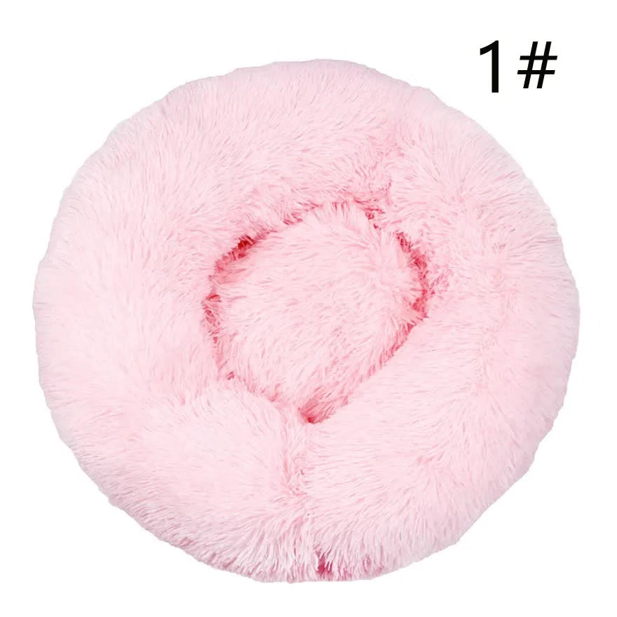 Calming Donut Pet Bed -Soft Faux Fur Anti-Anxiety Fluffy