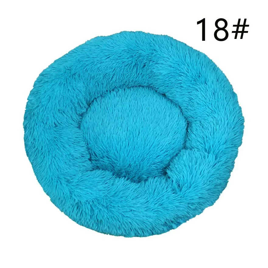 Calming Donut Pet Bed -Soft Faux Fur Anti-Anxiety Fluffy