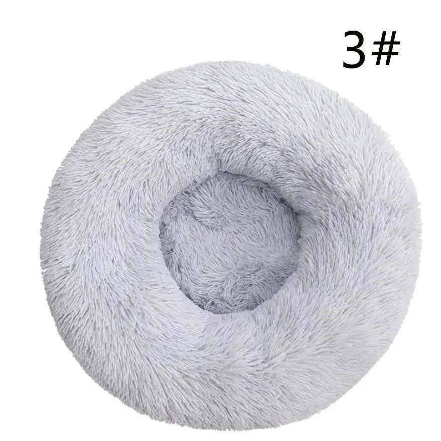 Calming Donut Pet Bed -Soft Faux Fur Anti-Anxiety Fluffy