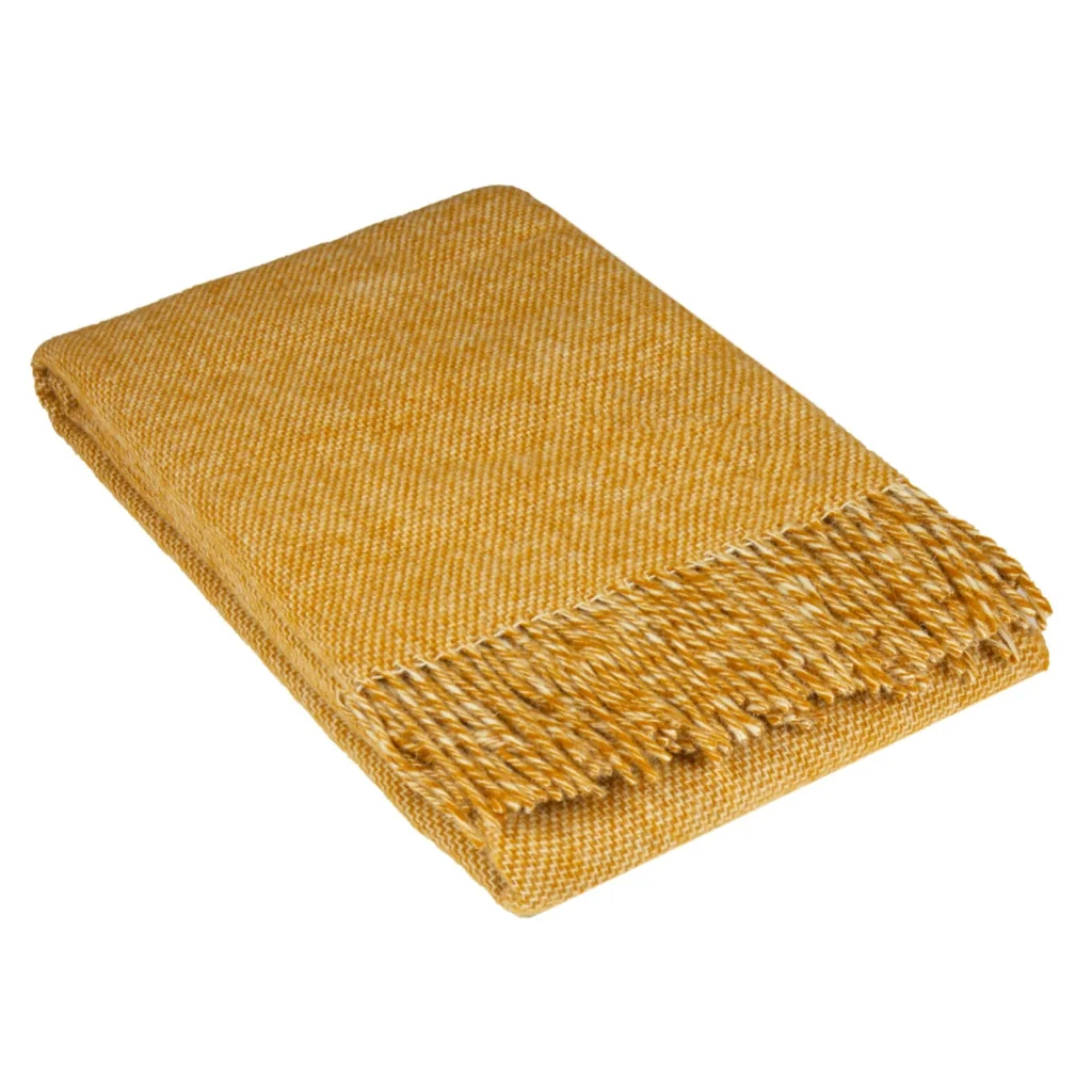 Cambridge Throw Blanket 100% NZ Wool - Mustard - Furniture