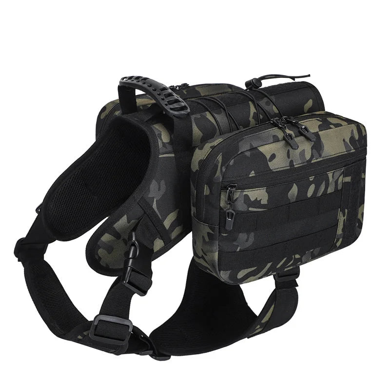 Camouflage Dog Tactical Backpack Harness - Adjustable