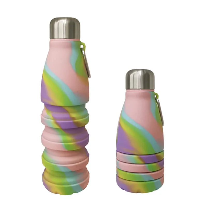 Camouflage pink Collapsible Silicone Water Bottle