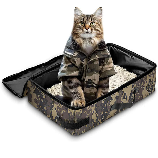 Camouflage Portable Foldable Cat Litter Box - Waterproof