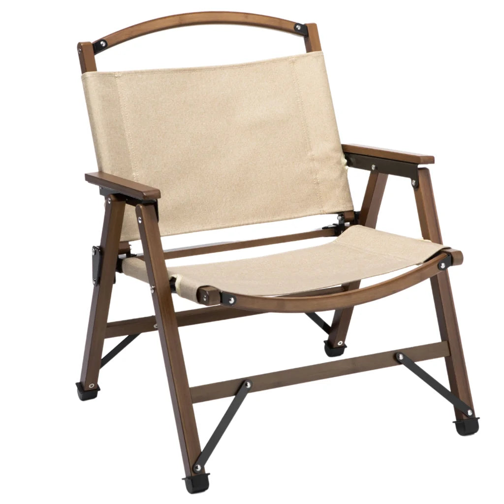 Camping Chair Bamboo Canvas Foldable Outdoor Wooden Travel