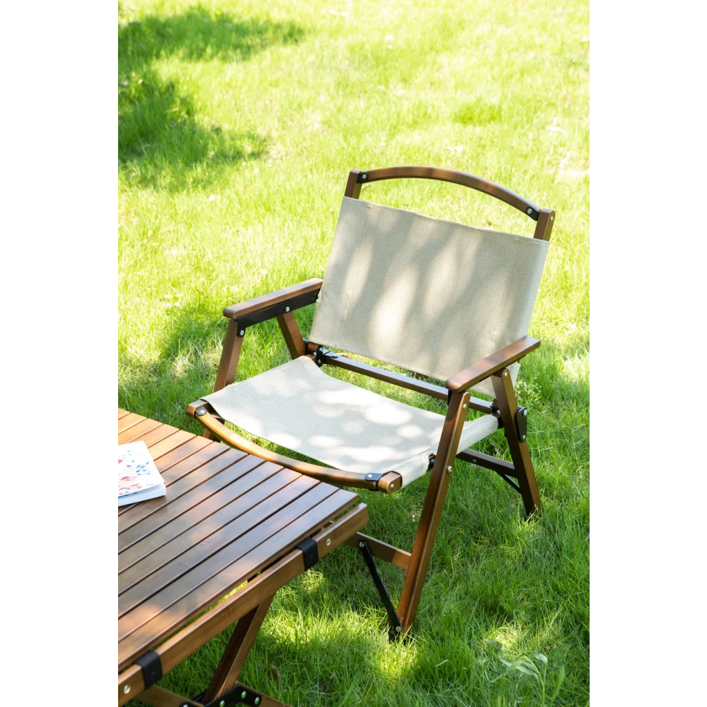 Camping Chairs Set of 2 Bamboo Foldable Outdoor Wooden