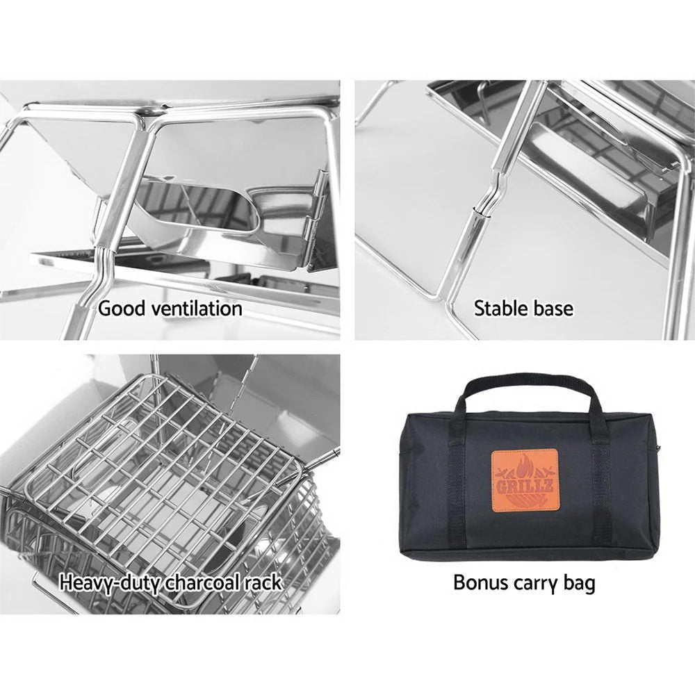 Camping Fire Pit BBQ 2-in-1 Grill Smoker Outdoor Portable