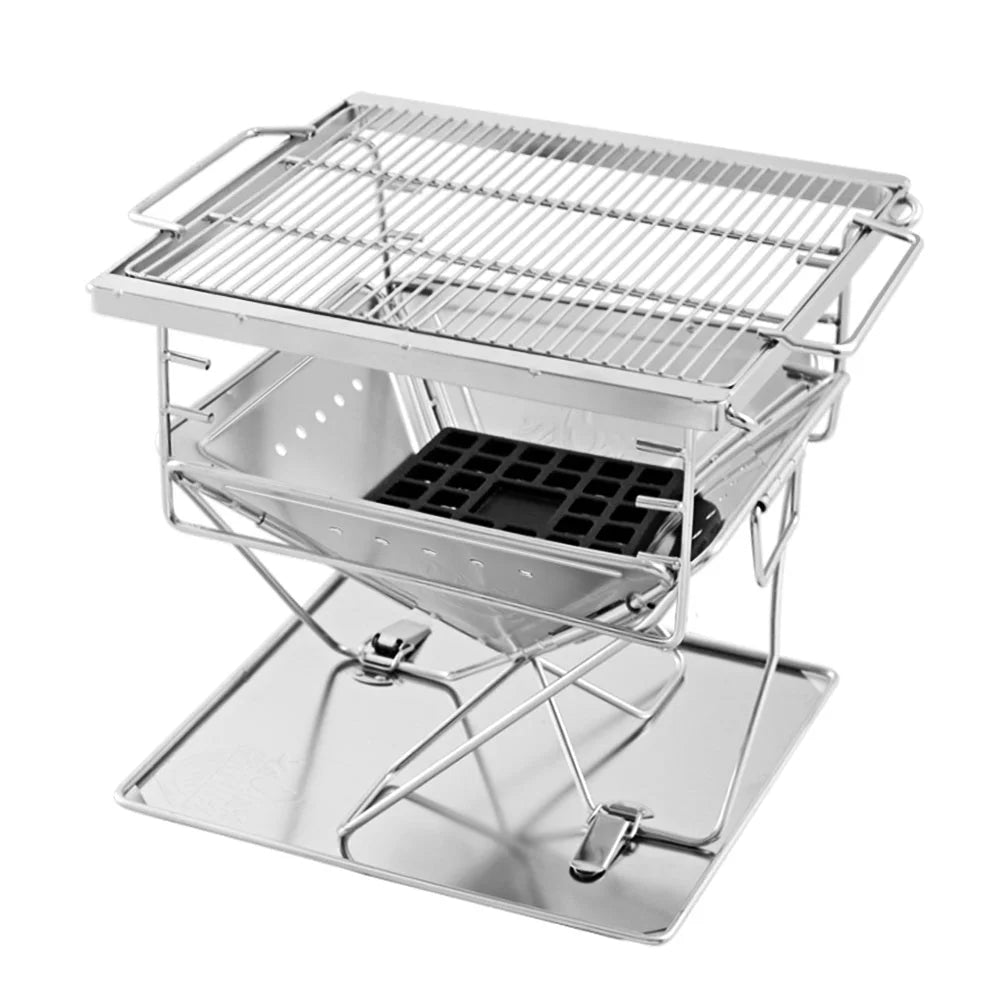 Camping Fire Pit BBQ Portable Folding Stainless Steel Stove