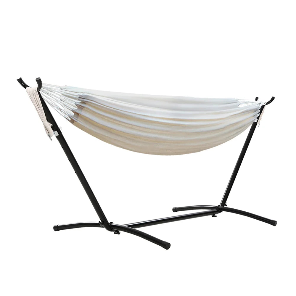 Camping Hammock with Stand Cotton Rope Lounge Hammock