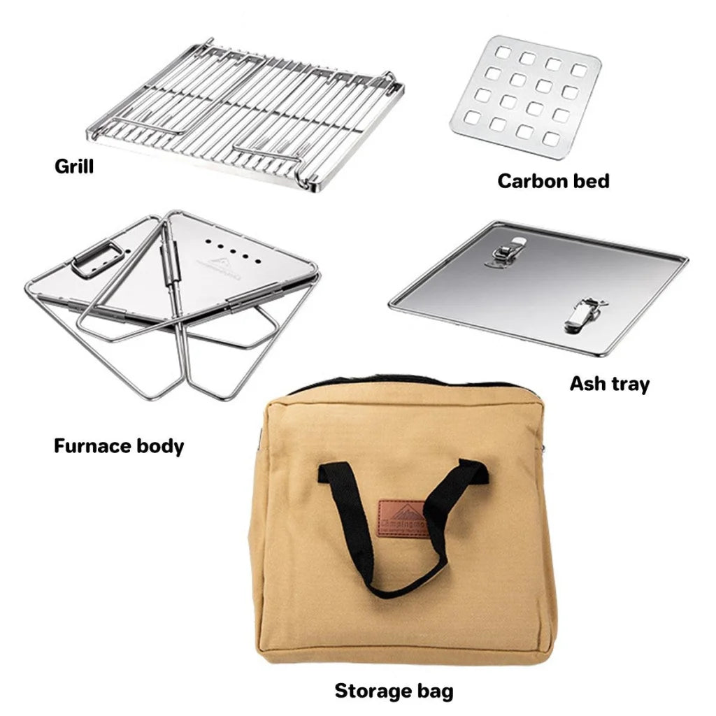 Camping Stainless Steel Collapsible Barbecue Grill Portable