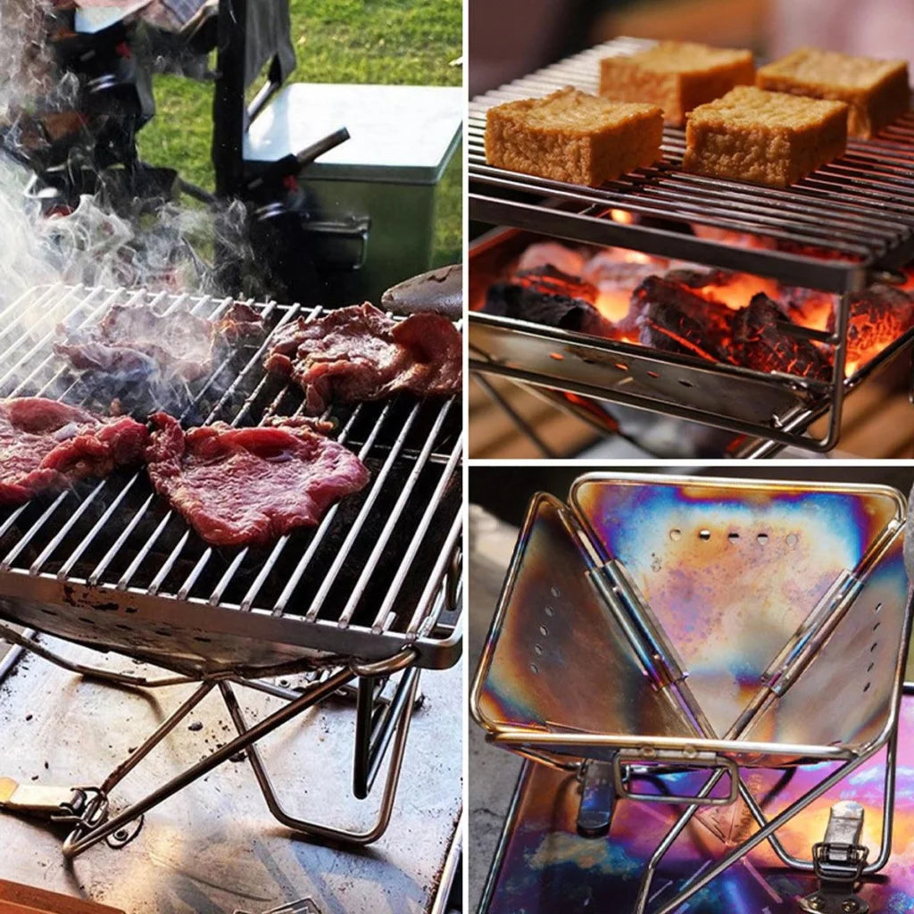 Camping Stainless Steel Collapsible Barbecue Grill Portable