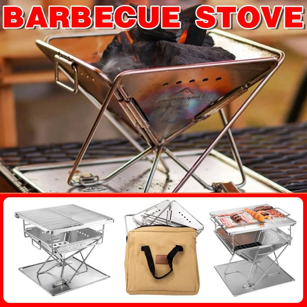 Camping Stainless Steel Collapsible Barbecue Grill Portable