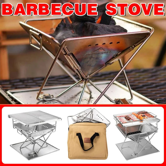 Camping Stainless Steel Collapsible Barbecue Grill Portable