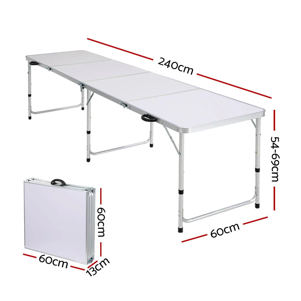 Camping Table Folding Aluminum Portable BBQ Outdoor - 240CM