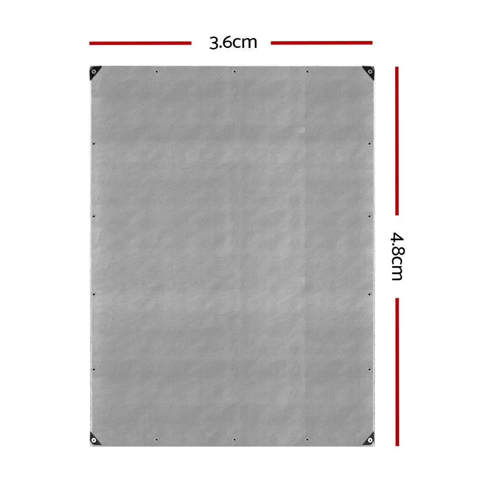Silver 6x4 camping tarp heavy with cover fabric and edge stitching