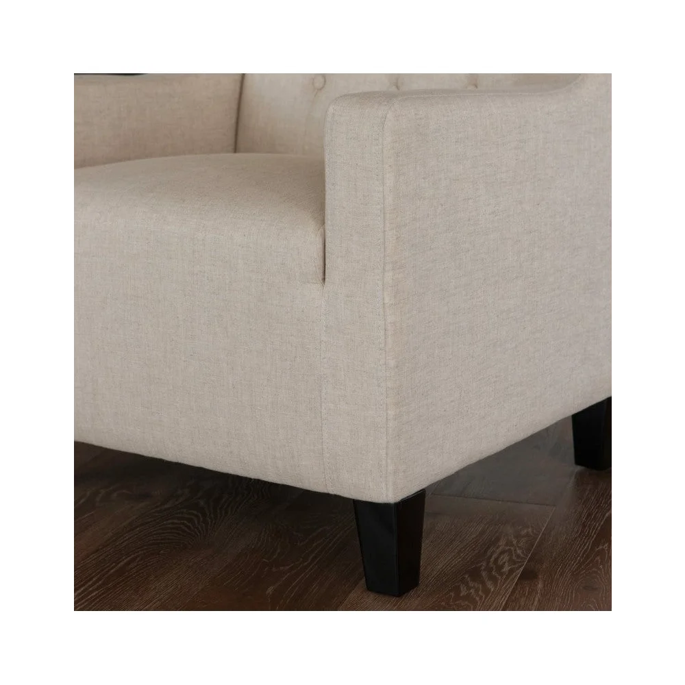 Canberra Fabric Armchair & Ottoman in Begie Linen