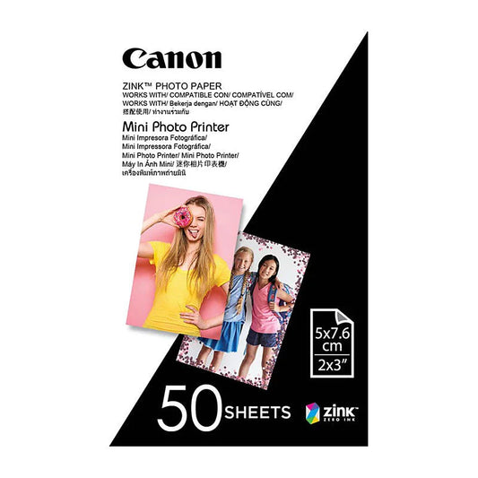 Canon Zink Mini Photo Printer Paper 50 Sheets 2x3 Inches
