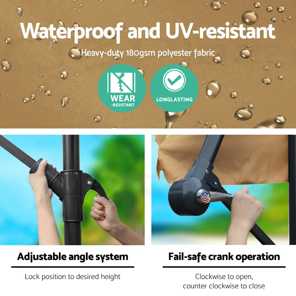 Cantilever Outdoor Umbrella 3m Beige - Outdoor