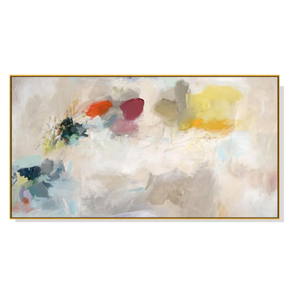 Canvas Wall Art Abstract Crystal Gold Frame 40x80cm - Home