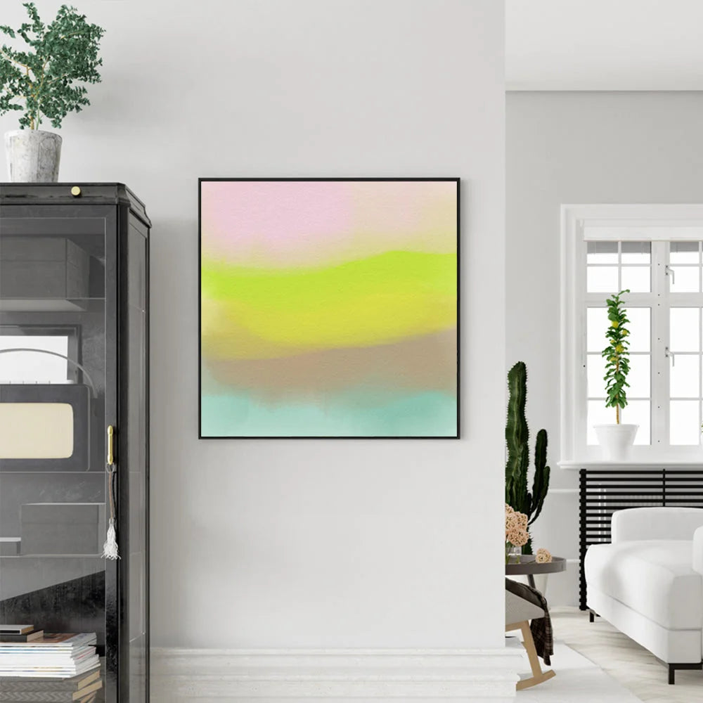 Canvas Wall Art Colorful Watercolor Black Frame 60x60cm