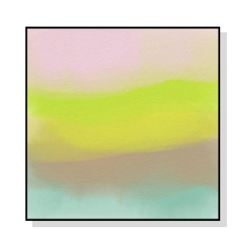 Canvas Wall Art Colorful Watercolor Black Frame 80x80cm