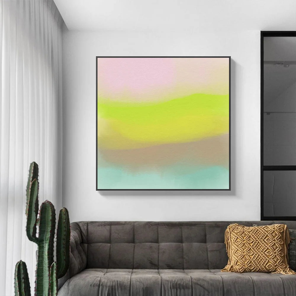 Canvas Wall Art Colorful Watercolor Black Frame 80x80cm