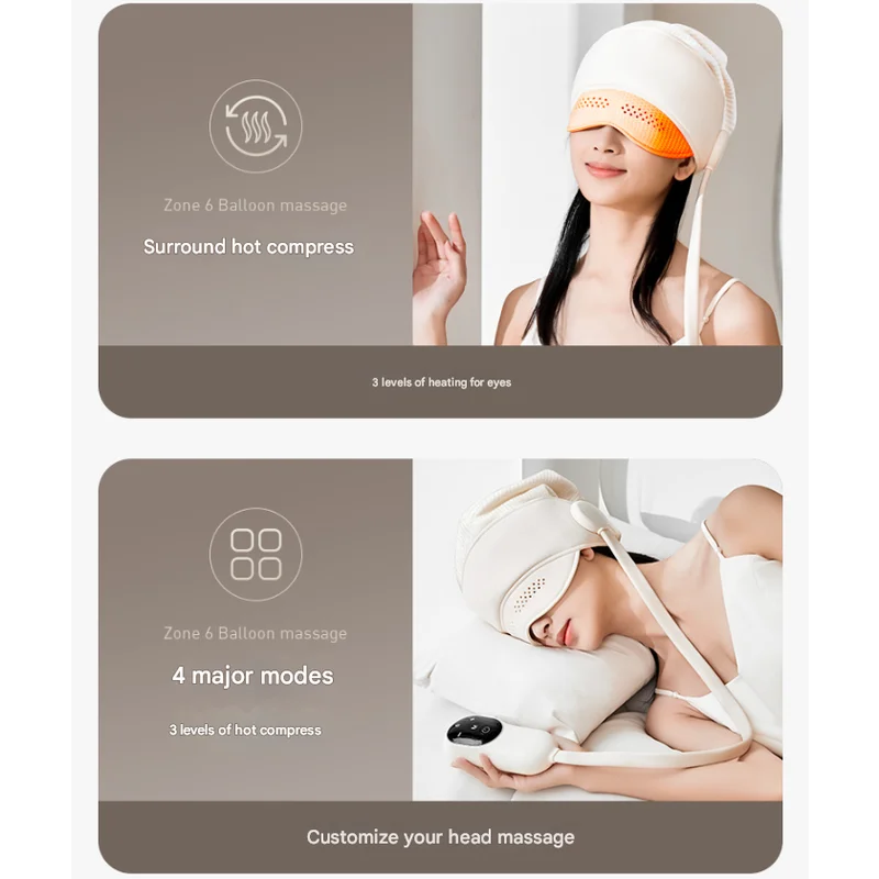 Capless Version Electric Head Massage Hat with Inflatable
