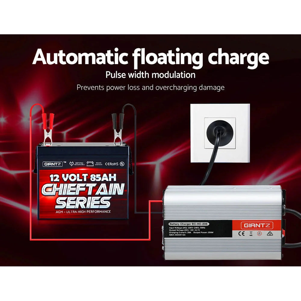 Car Battery Charger 12V Inverter 20 Amp for ATV 4WD Boat