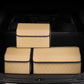 Car Boot Organizer Premium Leather Collapsible Foldable Trunk Cargo Storage Box - Beige/Gold Stitch Large