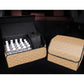 Car Boot Organizer Premium Leather Collapsible Foldable Trunk Cargo Storage Box - Beige/Gold Stitch Large