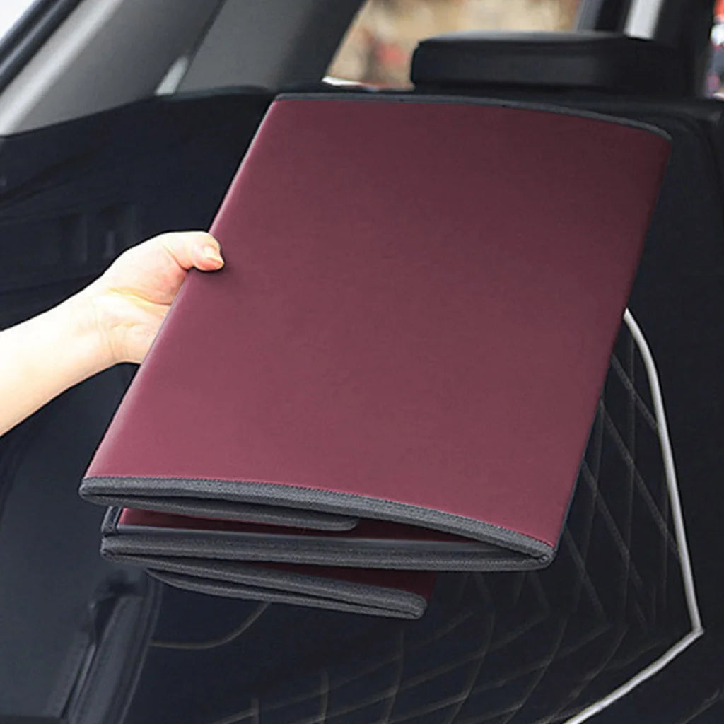 Car Boot Organizer Premium Leather Collapsible Foldable Trunk Cargo Storage Box - Red Small