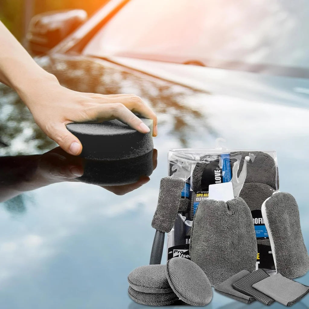 Car Cleaning Sponge Towel Brushe Set 9Pcs Car Wash Kits