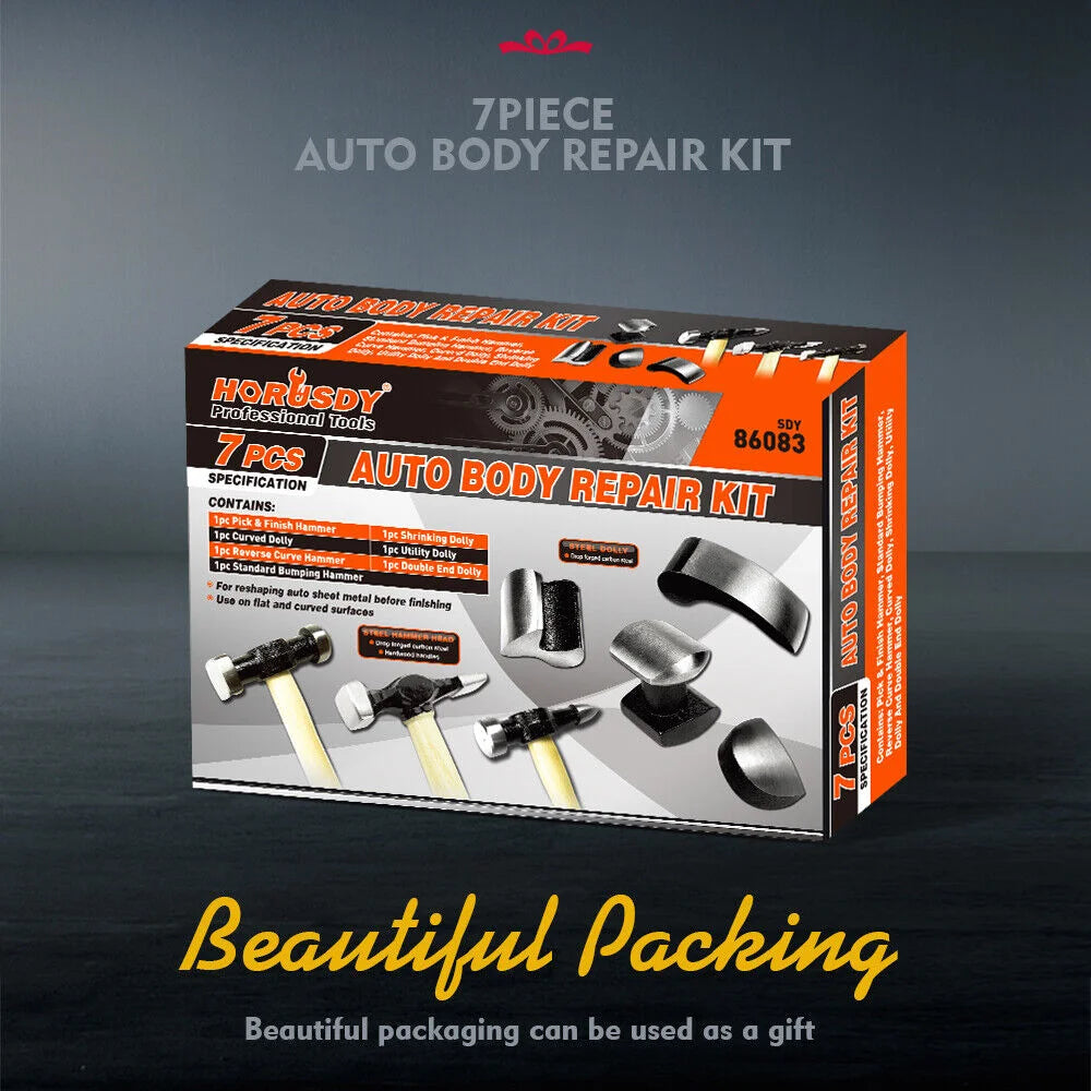 Car Dent Auto Body Panel Repair Tool Kit - 7-Piece Wooden