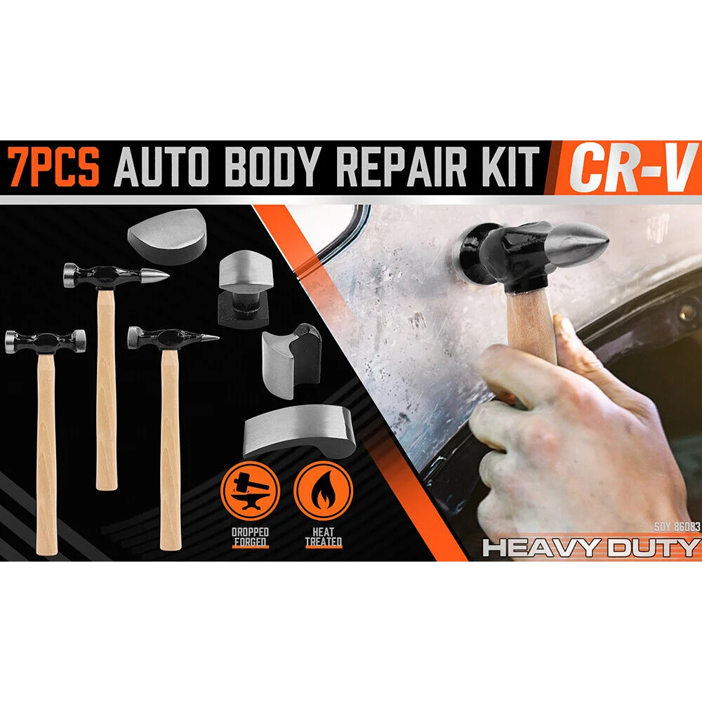 Car Dent Auto Body Panel Repair Tool Kit - 7-Piece Wooden