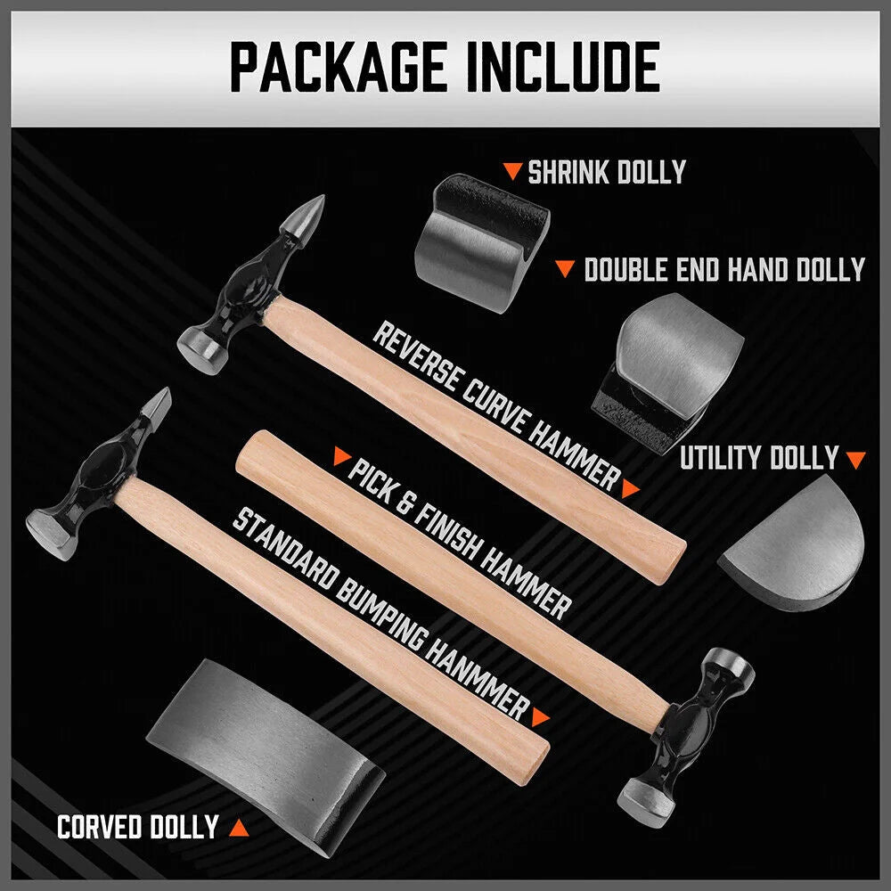 Car Dent Auto Body Panel Repair Tool Kit - 7-Piece Wooden