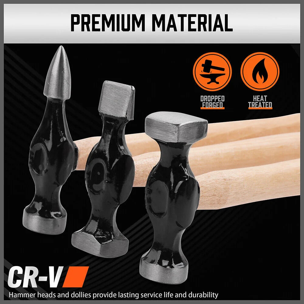 Car Dent Auto Body Panel Repair Tool Kit - 7-Piece Wooden