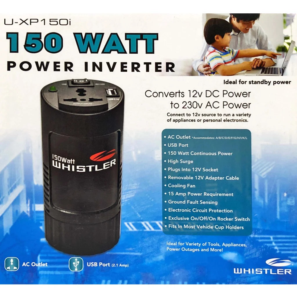Car Power Inverter Compact 150W 12V to 240V AC/DC Sine Wave