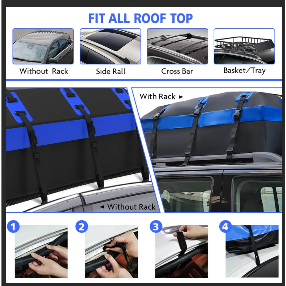 Car Roof Cargo Bag Rooftop Carrier 100% Waterproof for All