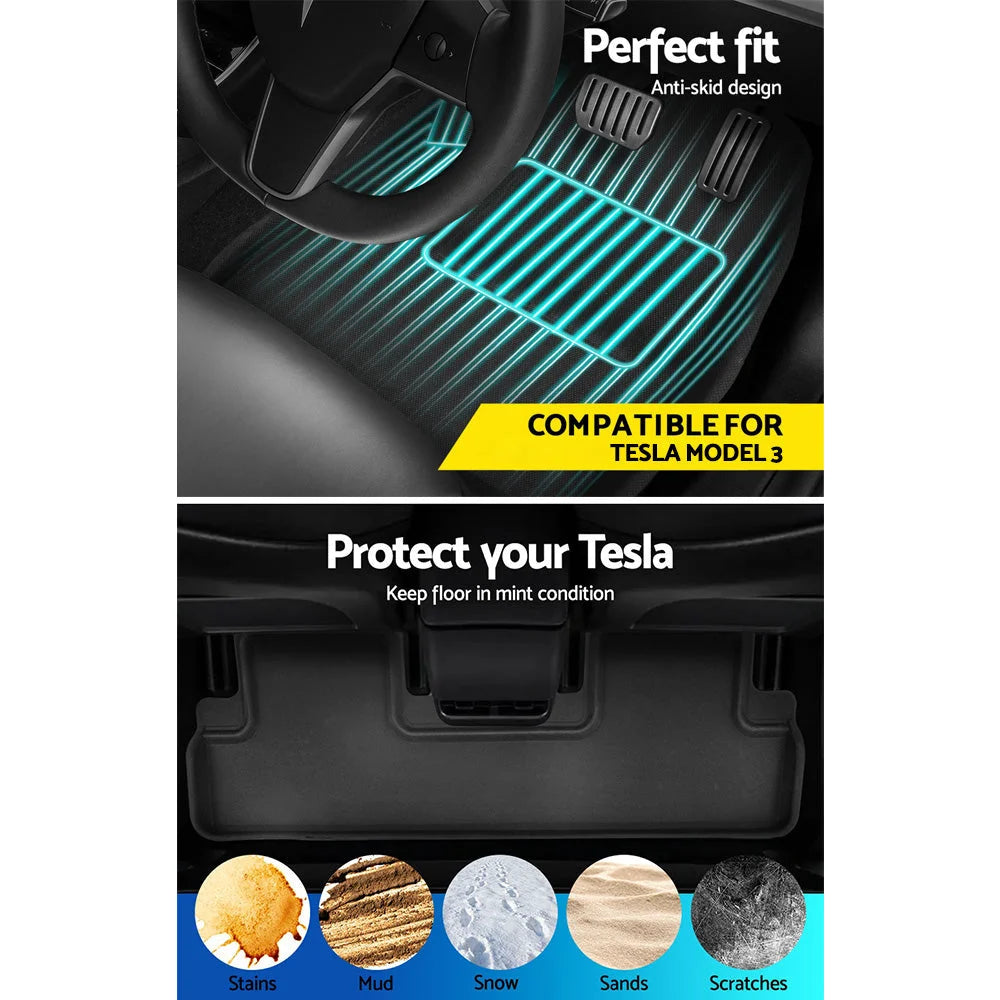 Car Rubber Floor Mats for Tesla Model 3 Trunk Toolbox Cargo
