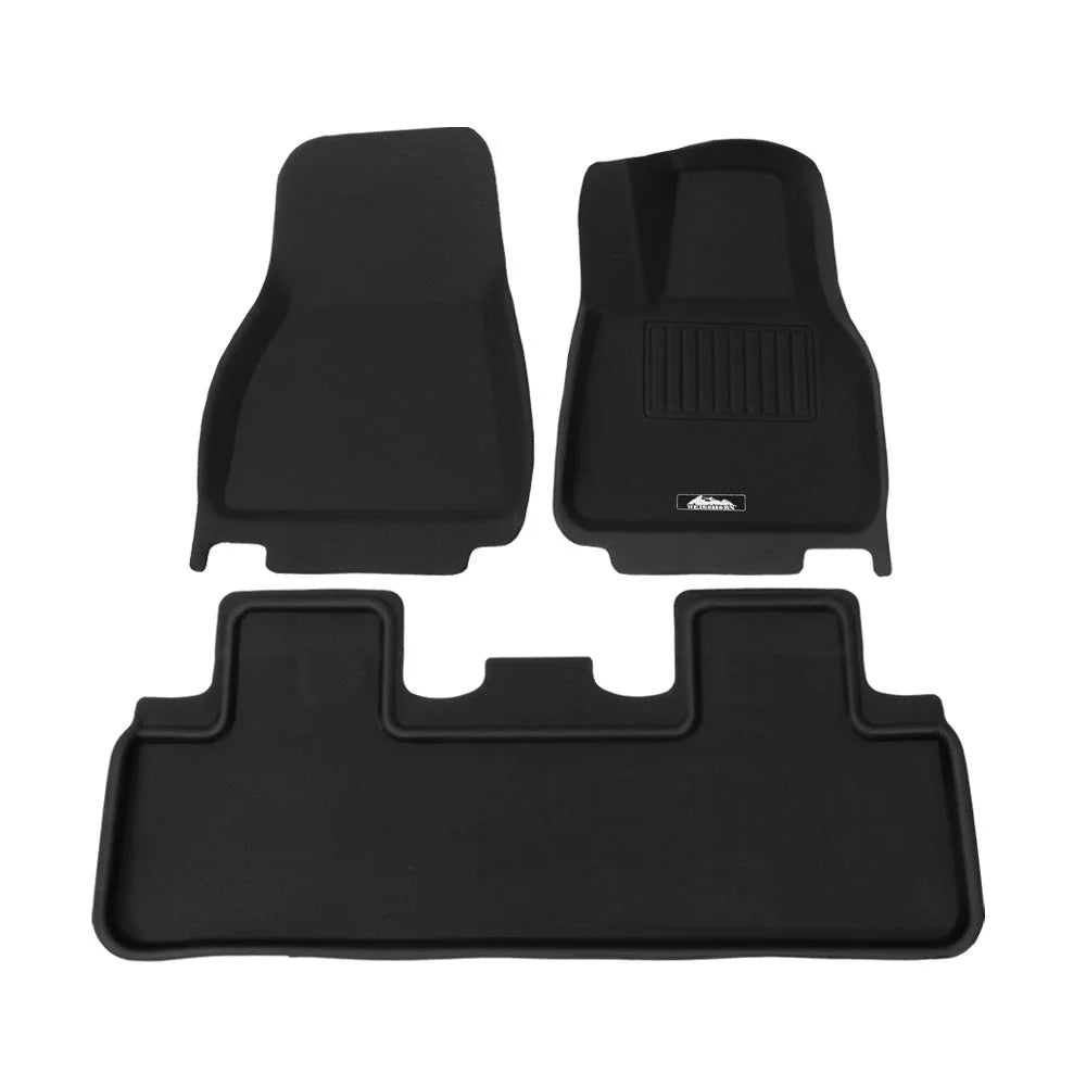 Car rubber floor with mats rear fits tesla