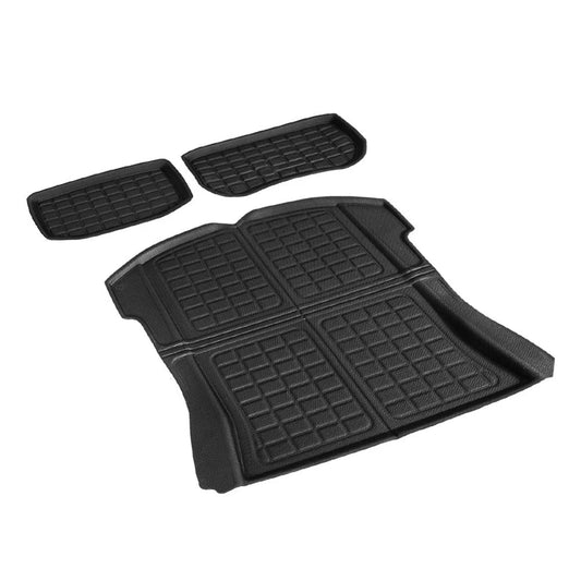 Car Rubber Trunk Mats 3pcs with Rear Cargo Toolbox Tesla 3
