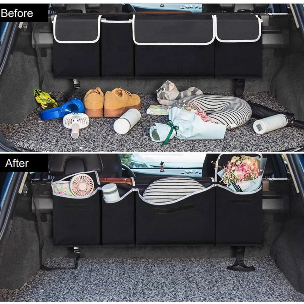Car Storage Trunk Organizer Oxford Cloth Backseat Multi-Purpose Interior Accessories - Black