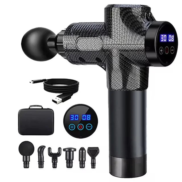 Carbon Fiber Deep Tissue Percussion Massage Gun - 30 Speeds