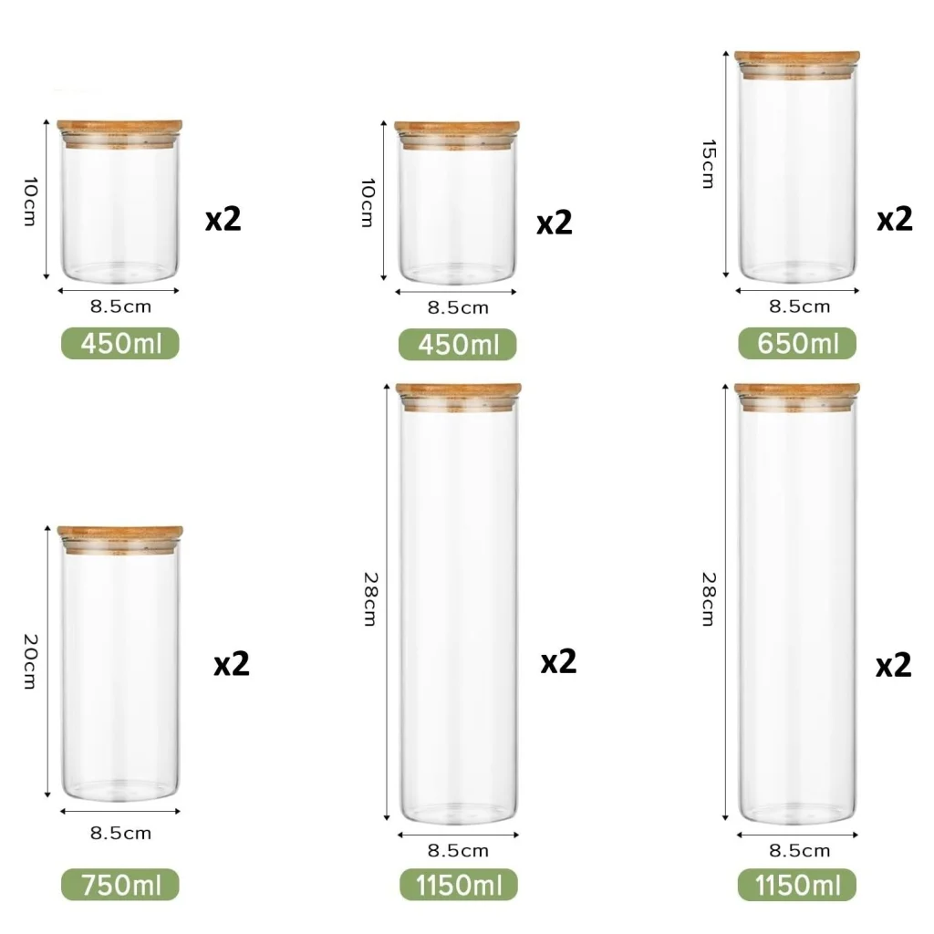 CARLA 12 Pack Glass Storage Jars