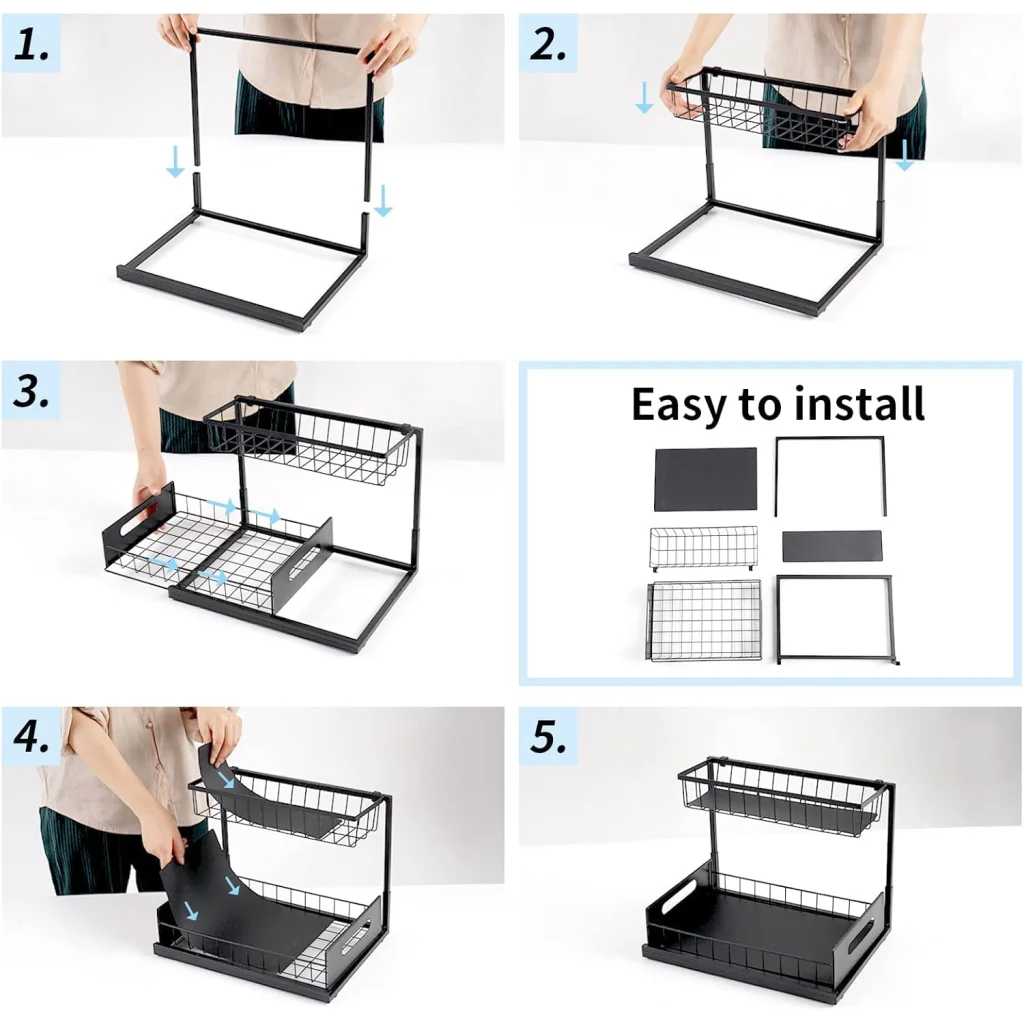 CARLA HOME 2 pack Under Sink Organiser with Sliding Drawers
