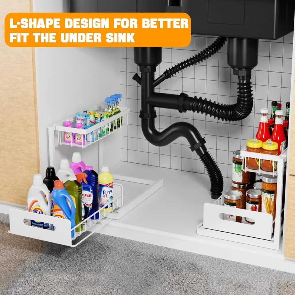 CARLA HOME 2 pack Under Sink Organiser with Sliding Drawers